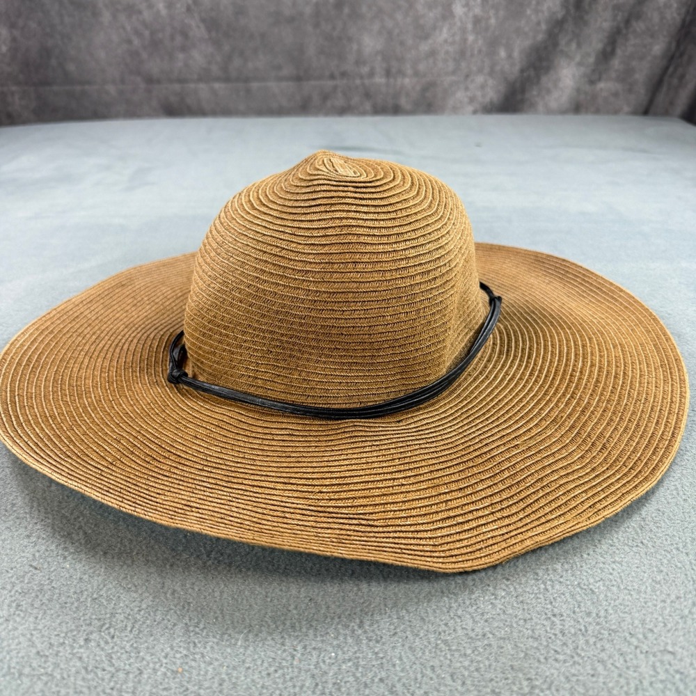 Stone Age Tan Natural Straw Wide Brim Floppy Sun Hat SWT-3640 - Picture 6 of 8